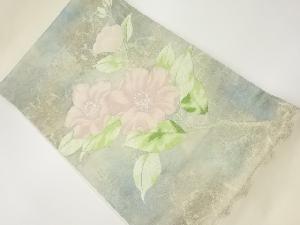 リサイクル　草花模様織出し開き名古屋帯（額縁仕立て）